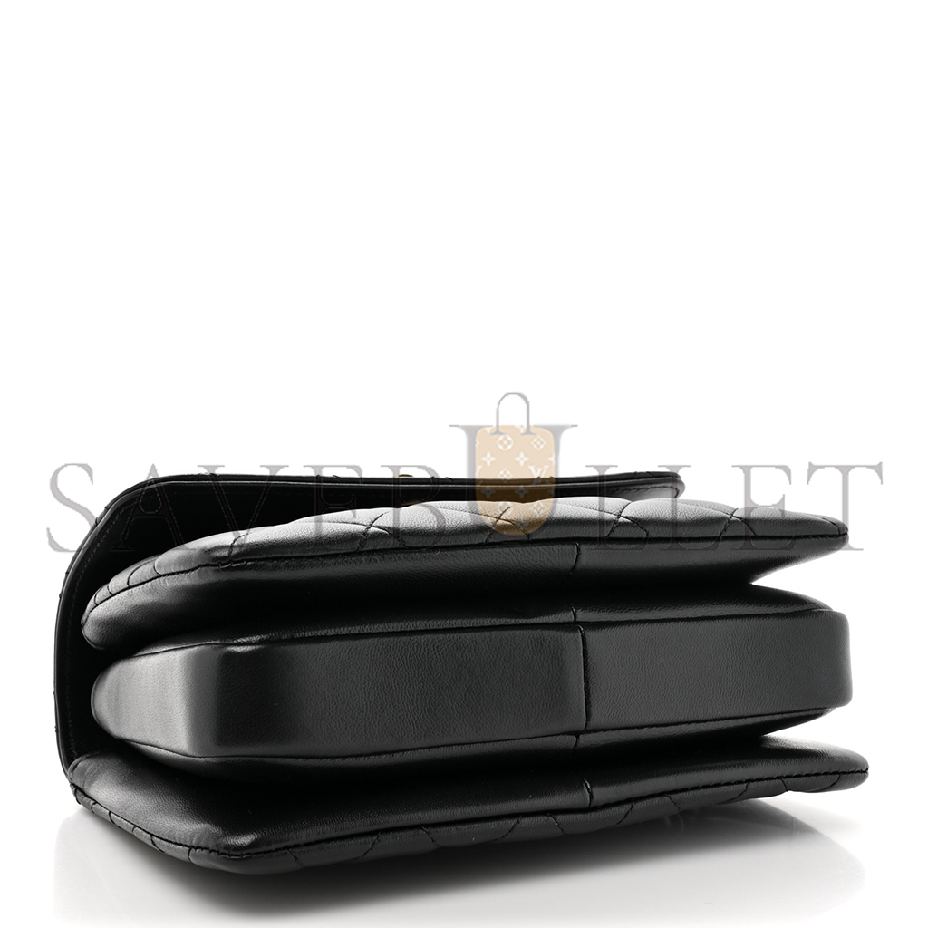 Ch*el master lambskin quilted mini trendy cc dual handle flap bag black (20*14*6cm)